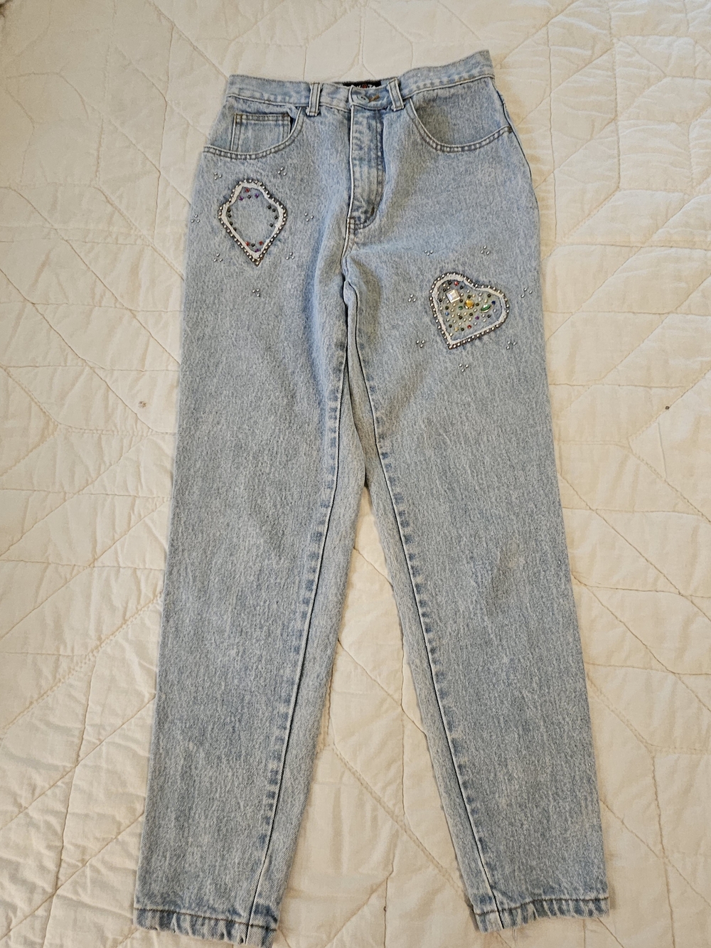 Dakota Blue Stonewashed Skinny Ankle Rhinestone Accented Jeans- Size 9 - Picture 2 of 13